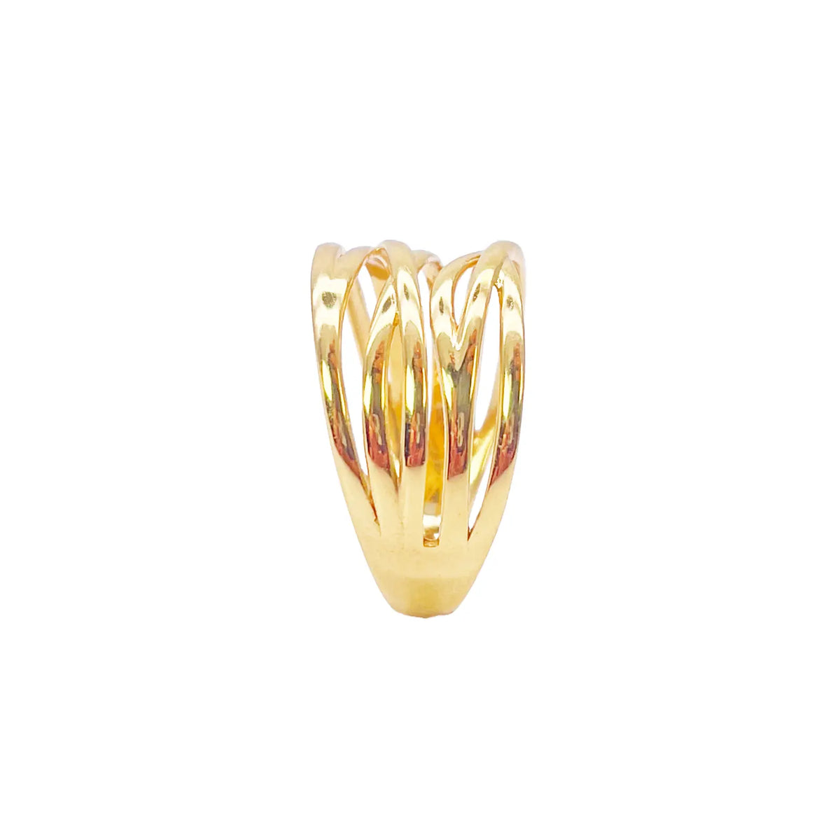 22ct Gold Multi Band Ring High Polished Design 10.7 mm Width Size M 
