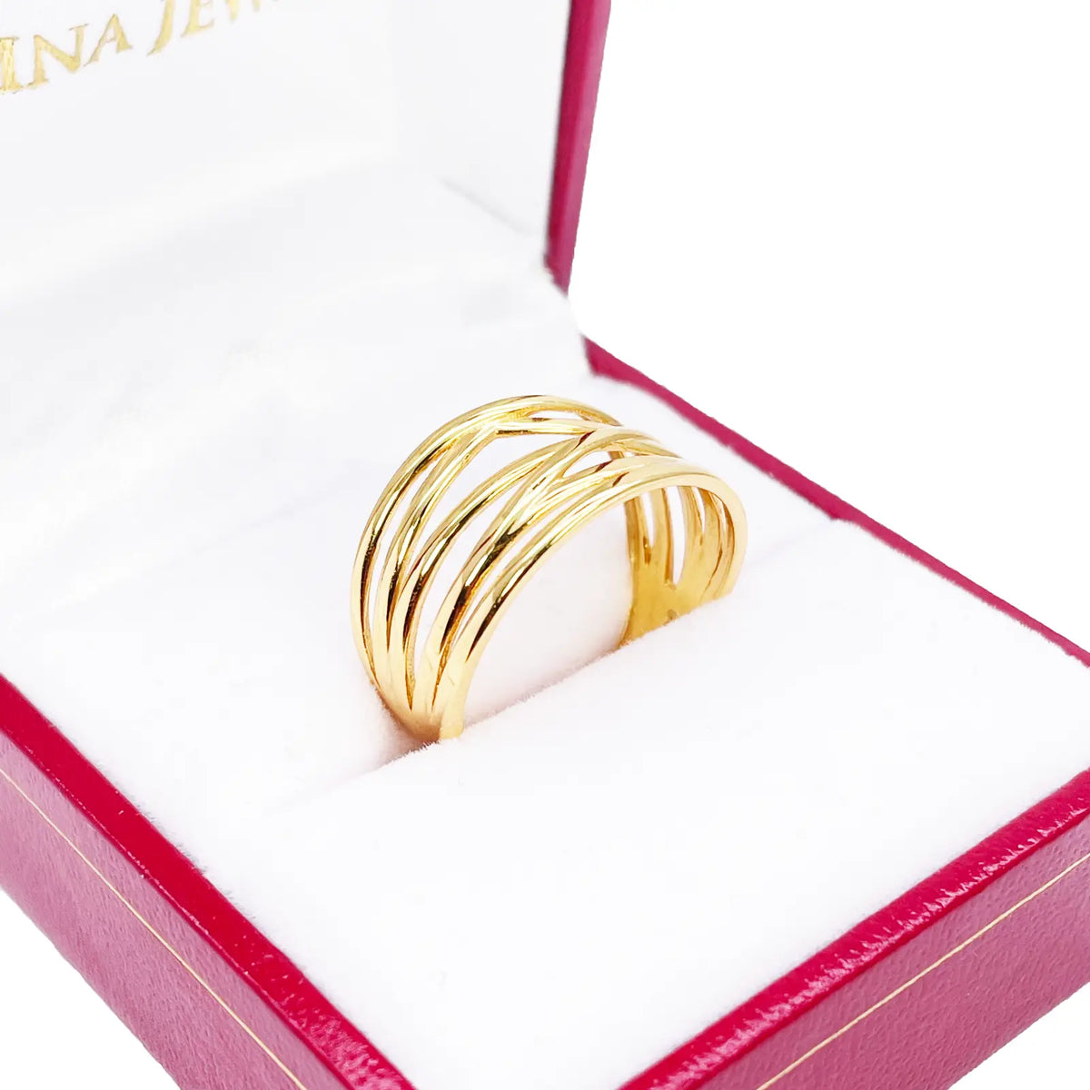 22ct Gold Multi Band Ring High Polished Design 10.7 mm Width Size M 