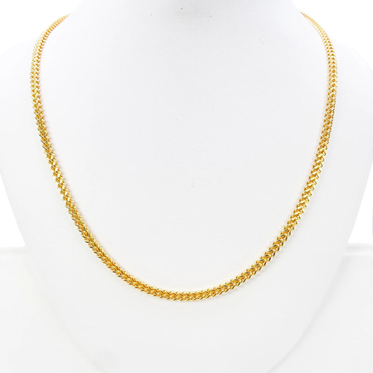 22ct Gold Necklace Foxtail Lightweight High Polished Chain 20 Inches 3mm Width 
