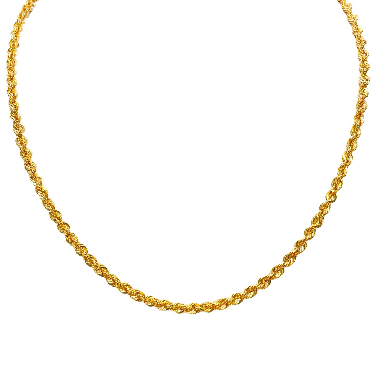 22ct Gold Rope Chain Lightweight Necklace 24 Inches 3 mm Width 
