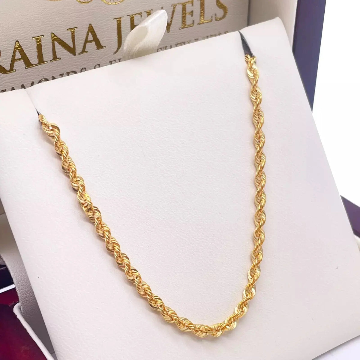 22ct Gold Rope Chain Lightweight Necklace 24 Inches 3 mm Width 