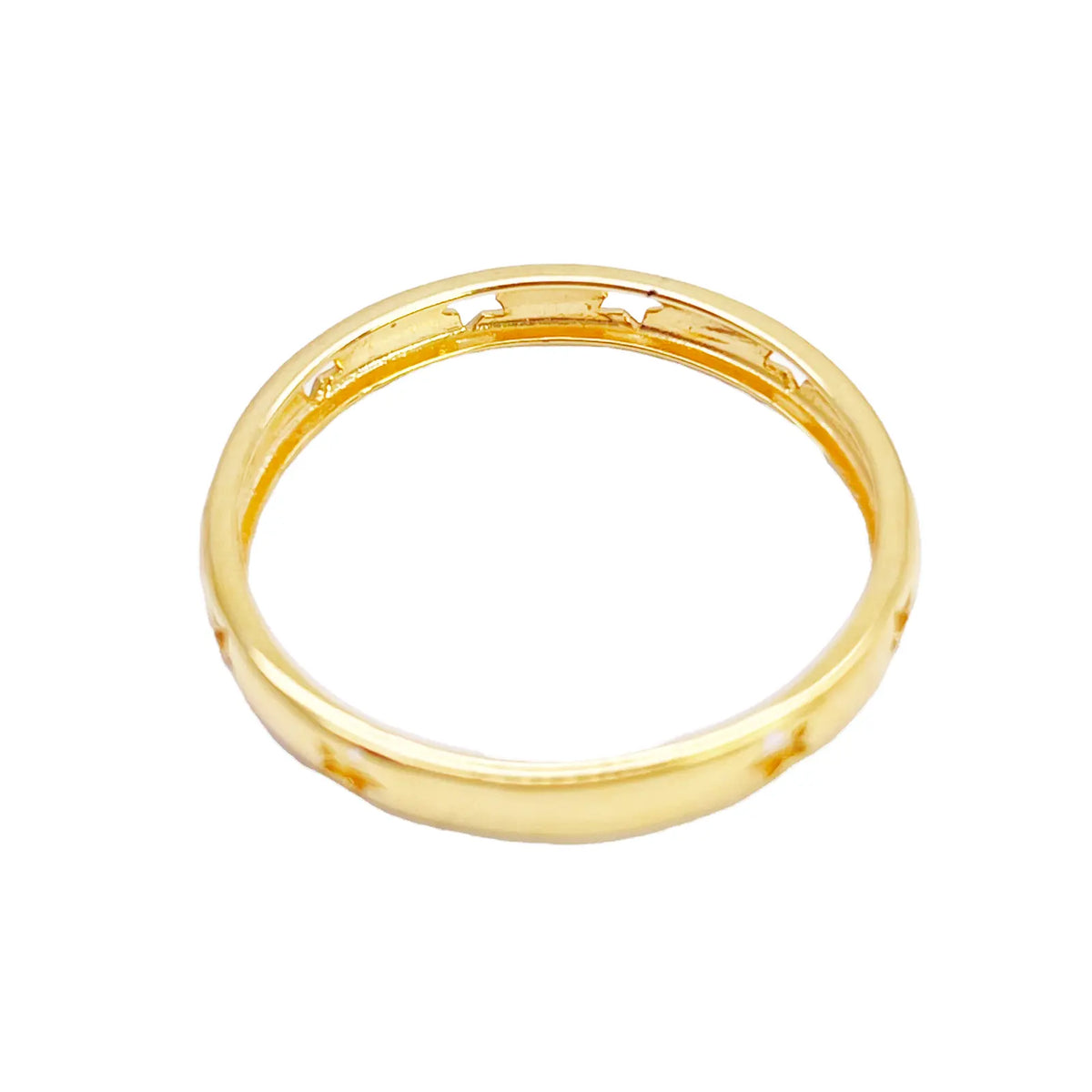 22ct Gold Star Cutout Ring High Polished 2.7 mm Width Size N 
