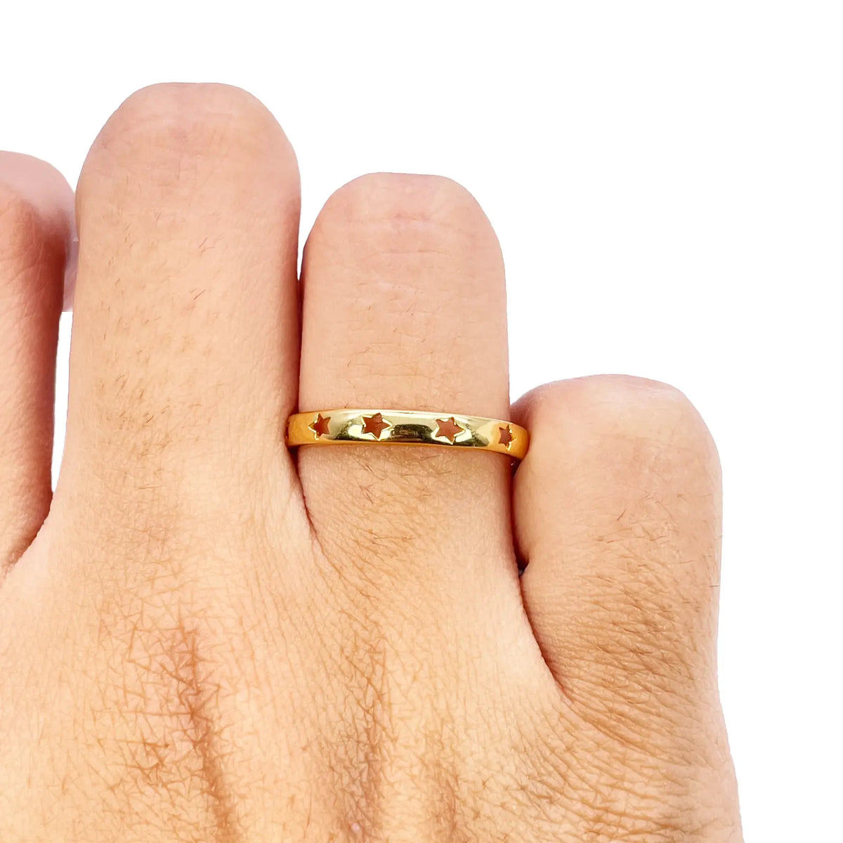22ct Gold Star Cutout Ring High Polished 2.7 mm Width Size N 