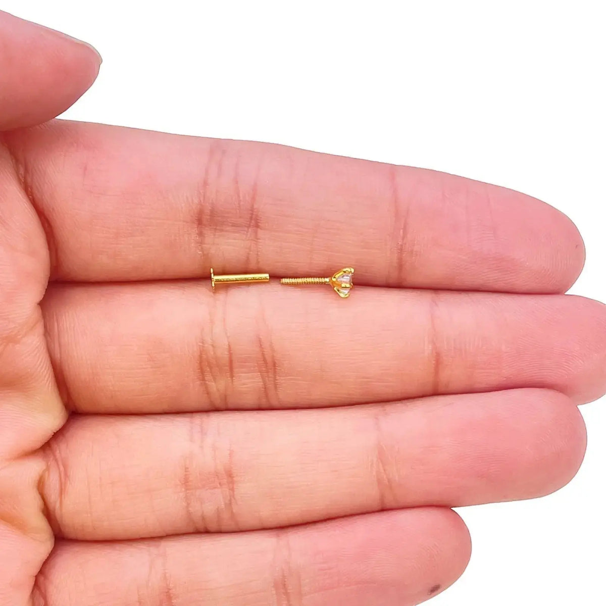 22ct Gold Star Tiny Nose Stud/Pin 3.8mm Width