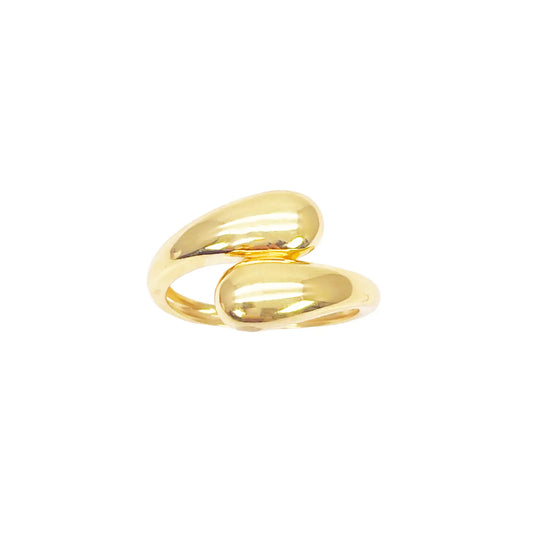 22ct Gold Teardrop Crossover Ring High Polished Ladies Ring 
