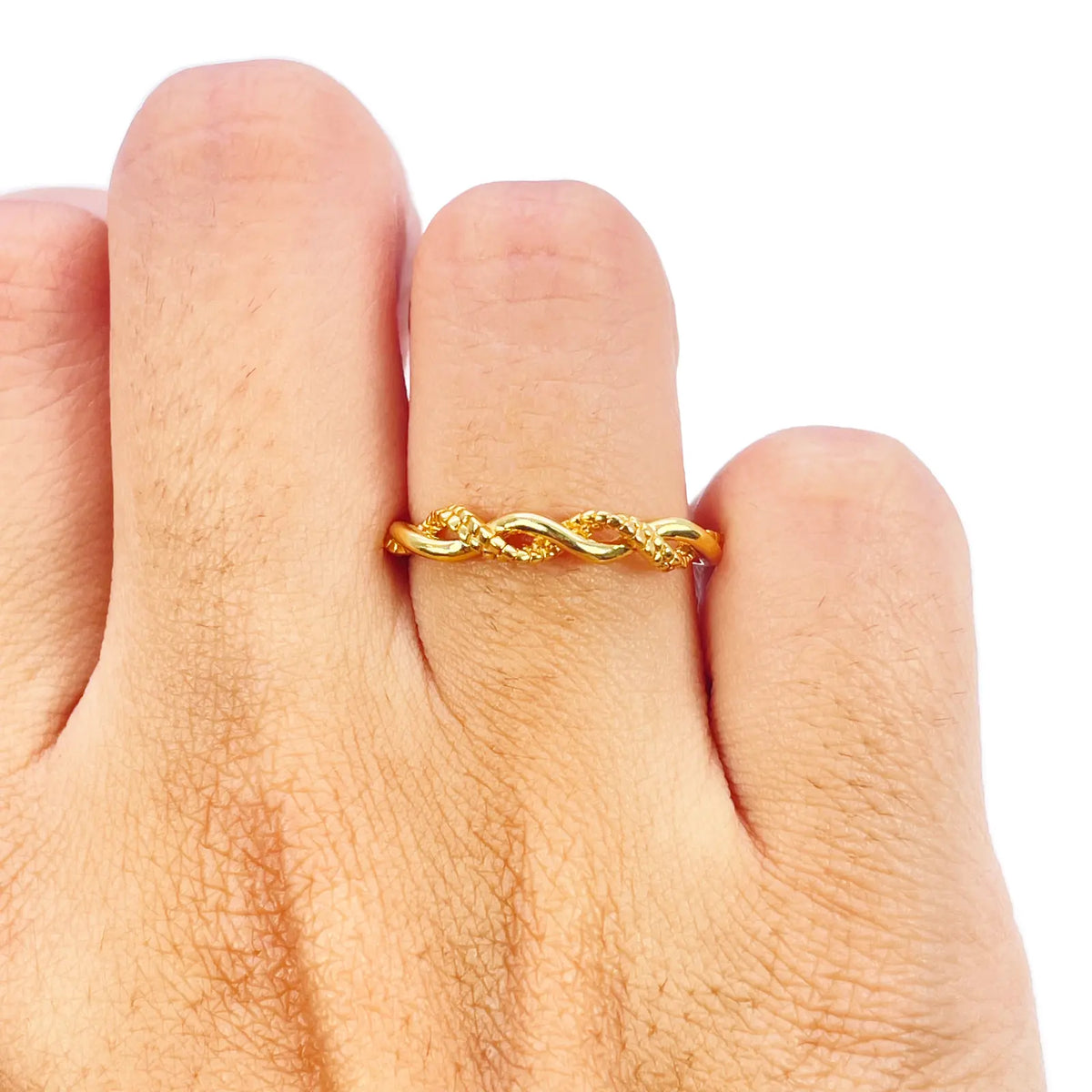22ct Gold Twisted Ring Braided Crossover High Polished 3 mm Width Size L 