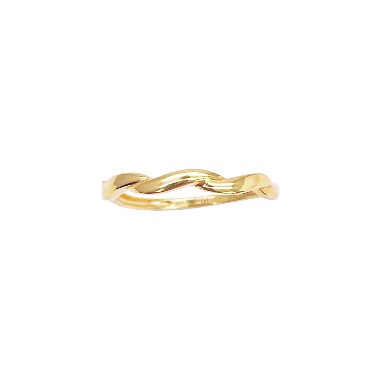 22ct Gold Twisted Wave Minimalist Ring High Polished 2.5 mm Width Size M 