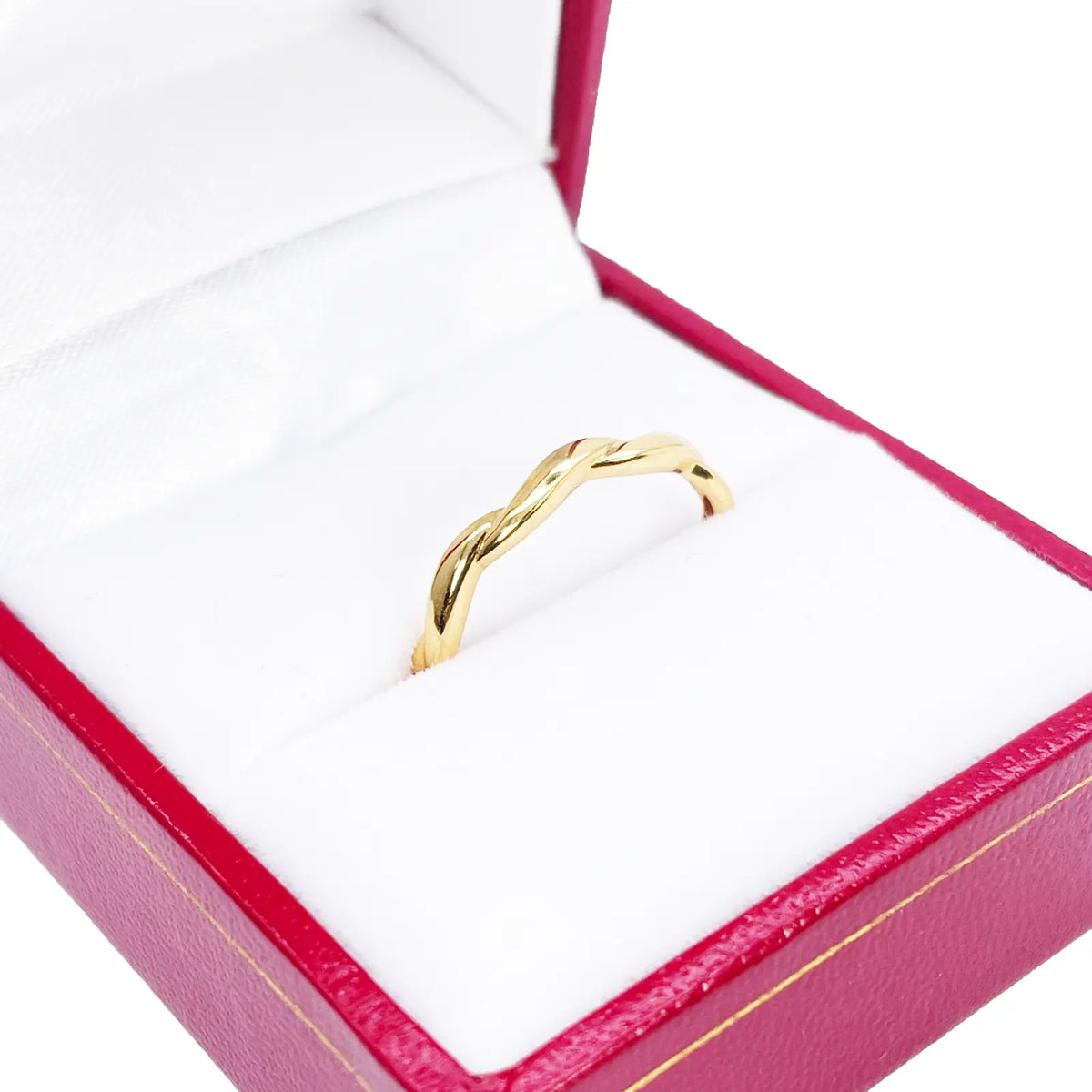 22ct Gold Twisted Wave Minimalist Ring High Polished 2.5 mm Width Size M 
