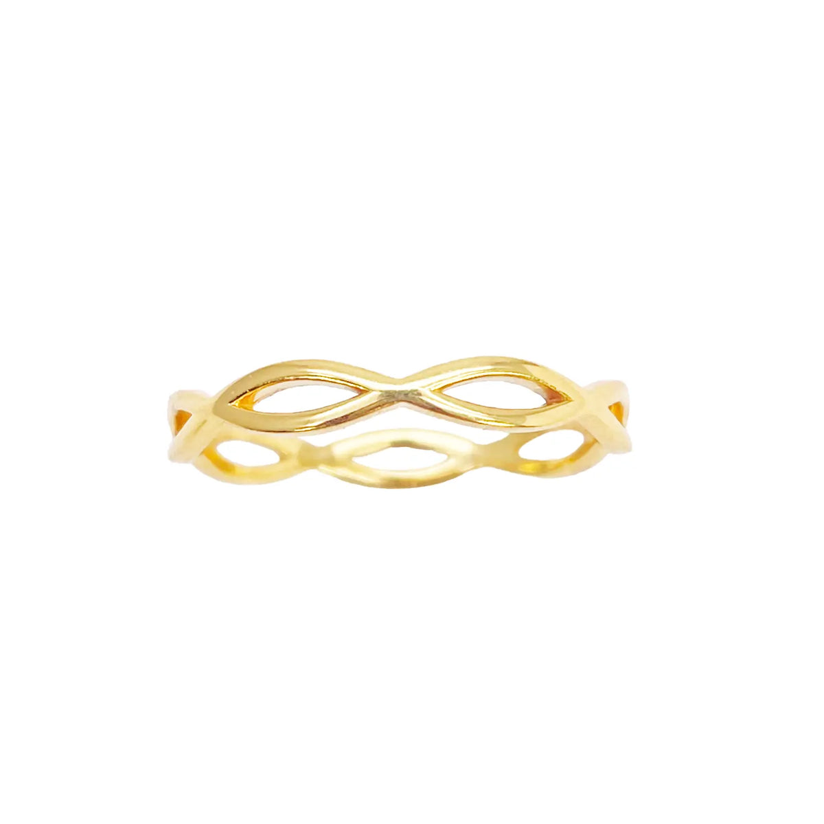 22ct Gold Twisted Wave Minimalist Ring High Polished 3 mm Width Size M1/2 