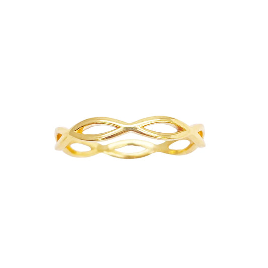 22ct Gold Twisted Wave Minimalist Ring High Polished 3 mm Width Size M1/2 