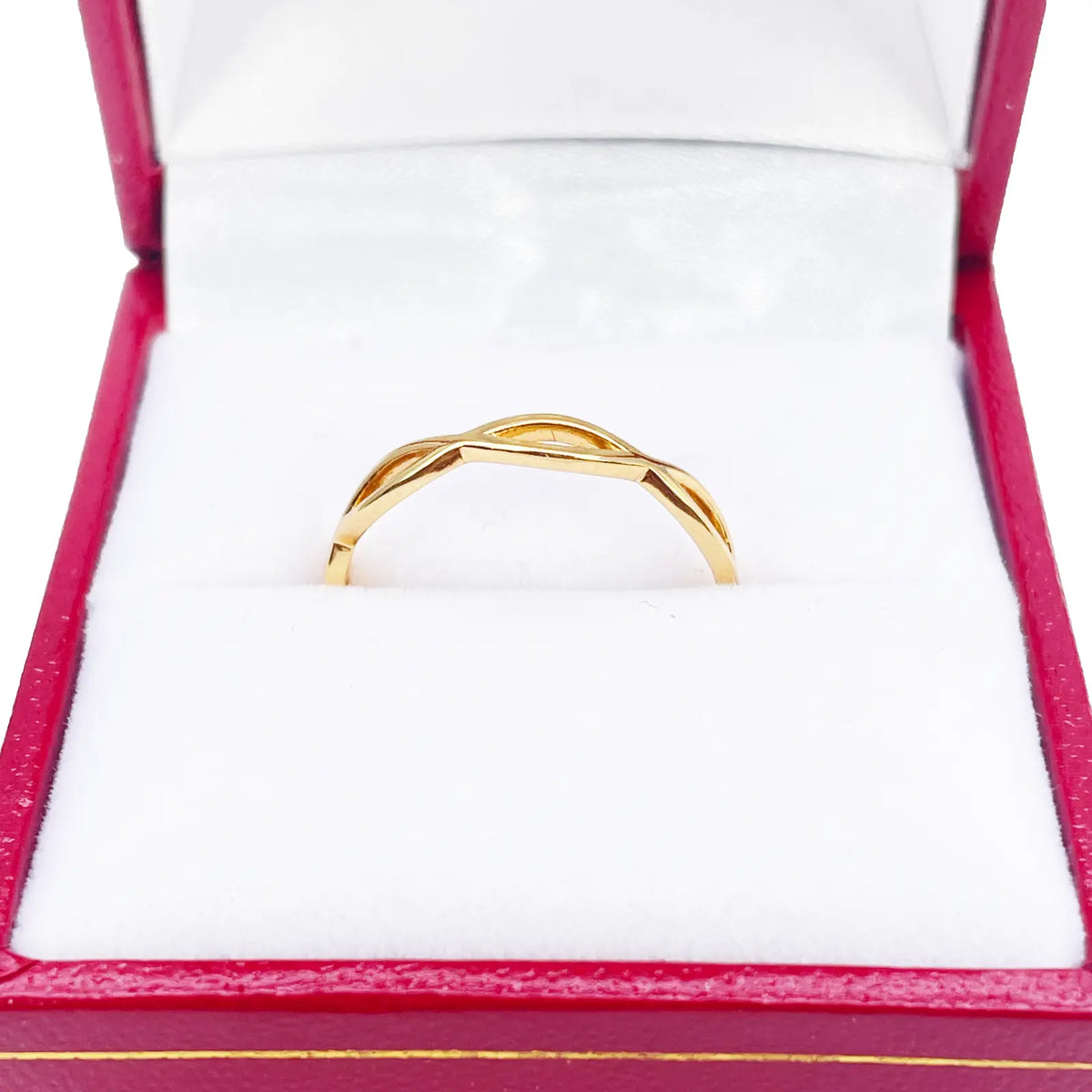 22ct Gold Twisted Wave Minimalist Ring High Polished 3 mm Width Size M1/2 