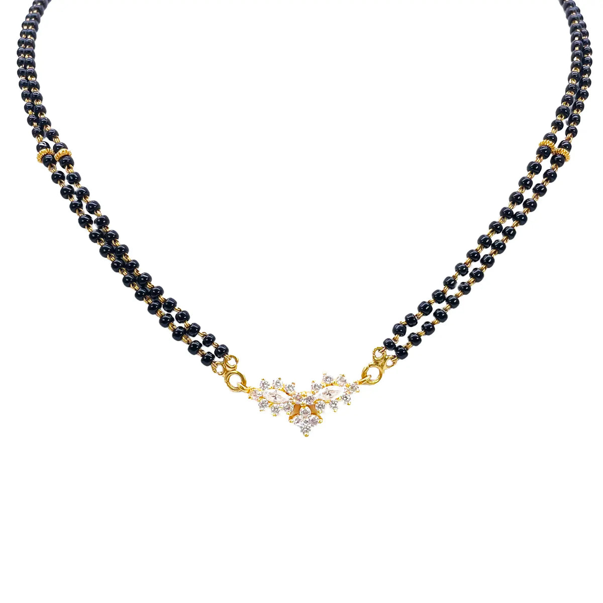 22ct Yellow Gold 2 Strand Sparkly Beaded Mangalsutra Necklace 16Inches  Mangalsutra Chains