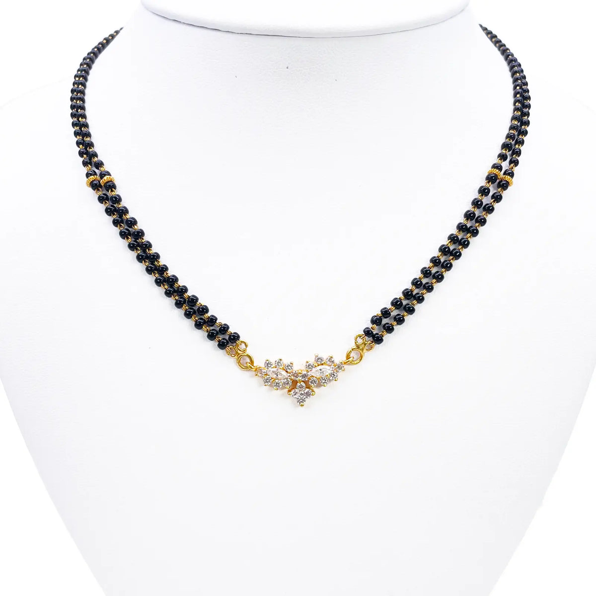 22ct Yellow Gold 2 Strand Sparkly Beaded Mangalsutra Necklace 16Inches  Mangalsutra Chains