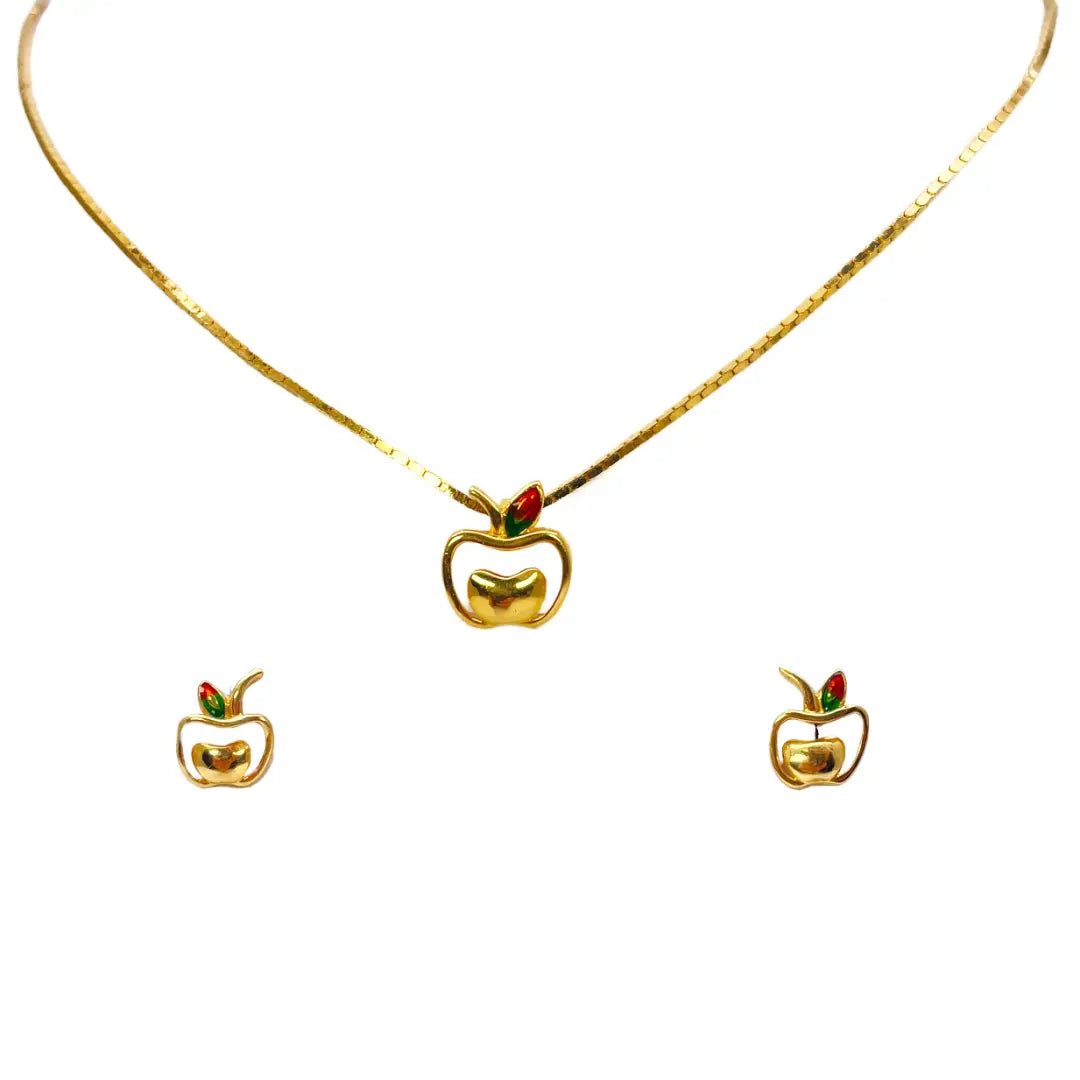 22ct Yellow Gold Baby / Childrens Necklace and Earrings Set 12.5'' inch 