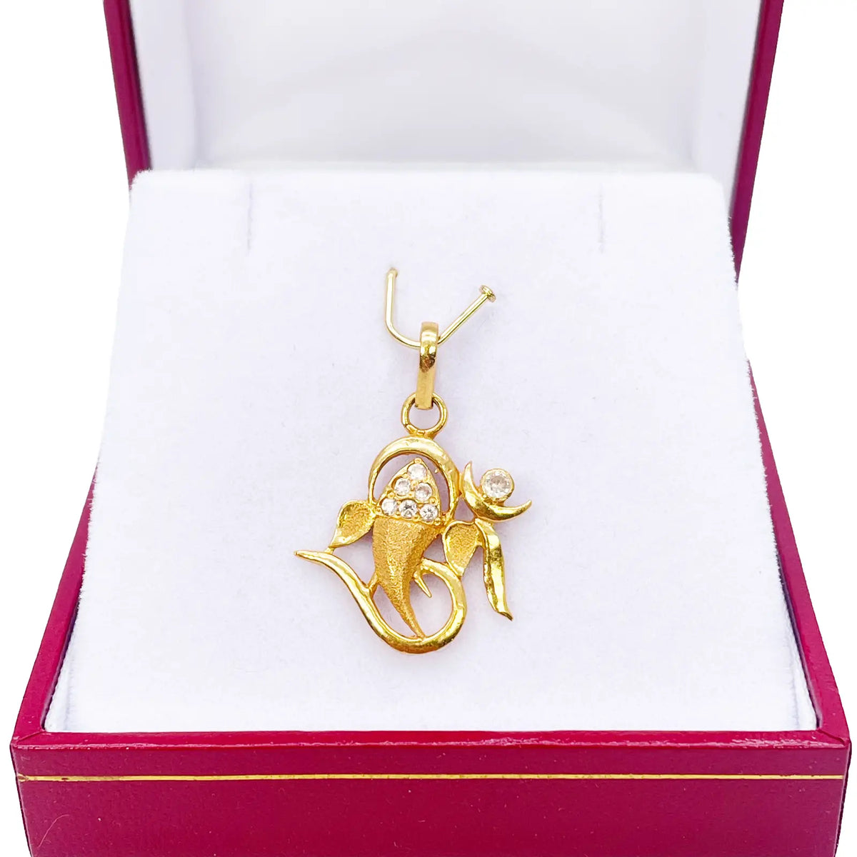 22ct Yellow Gold Beautiful High Polished & Matt Ganesha Pendant 22mm Length  Pendant