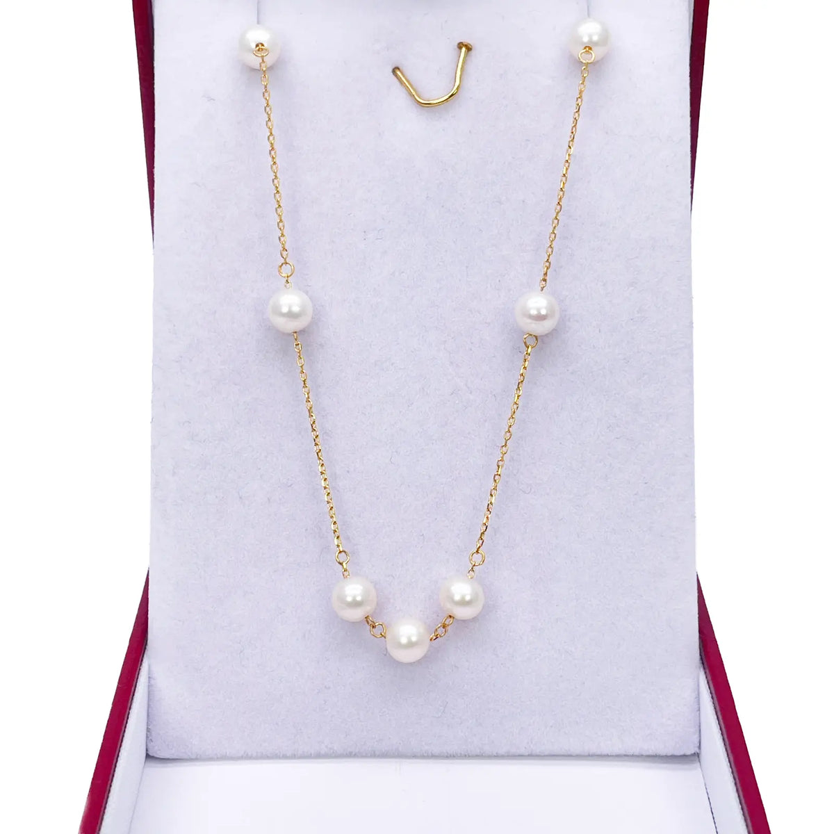 22ct Yellow Gold Beautiful Ladies Freshwater Pearl Necklace 16'' inches 