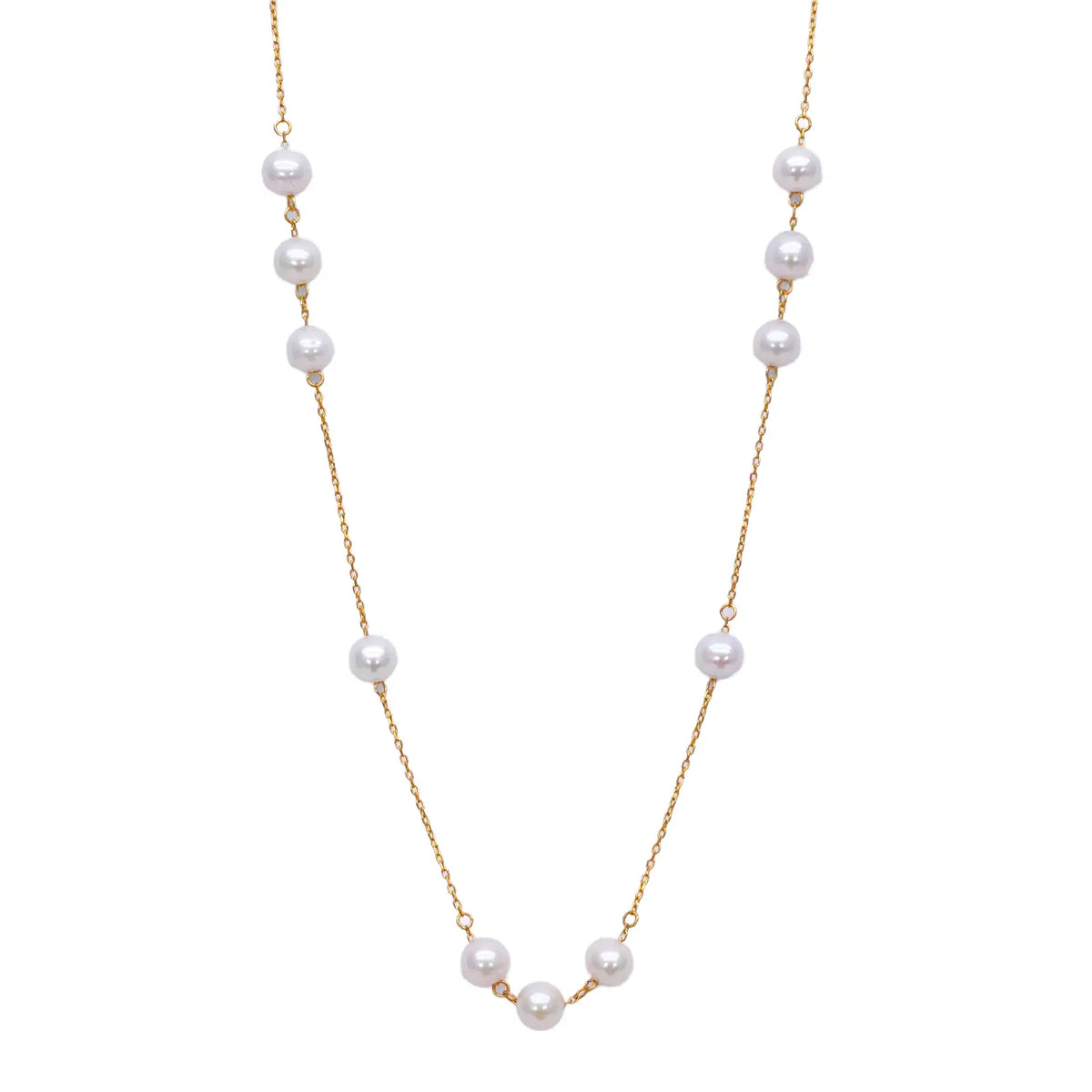 22ct Yellow Gold Beautiful Ladies Freshwater Pearl Necklace 16'' inches 