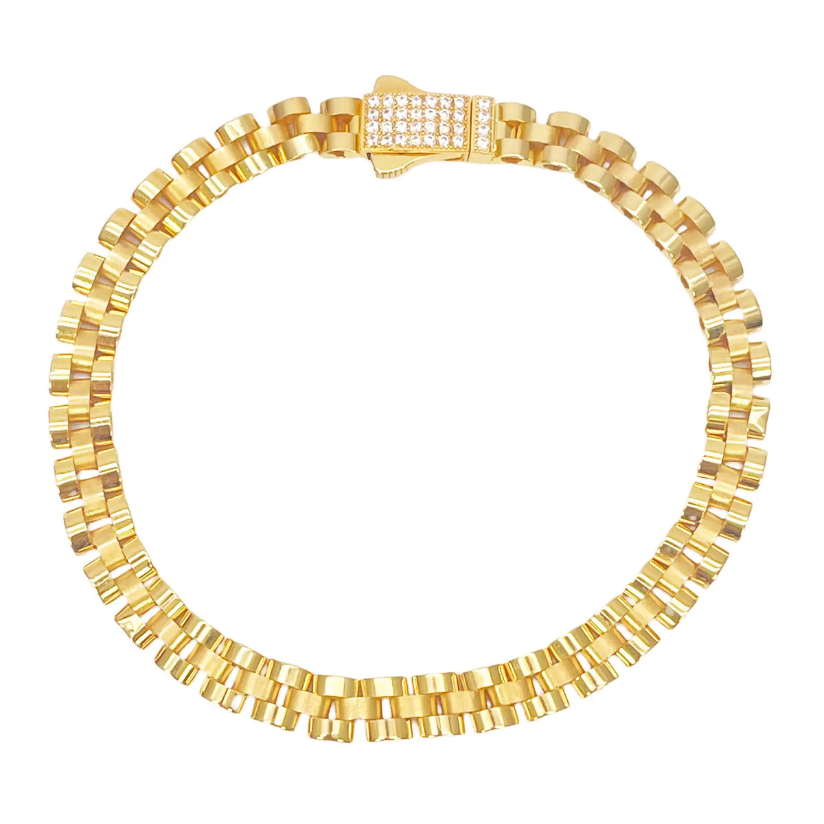 22ct Yellow Gold Brick link Presidential Bracelet 8 Inches 6mm width 