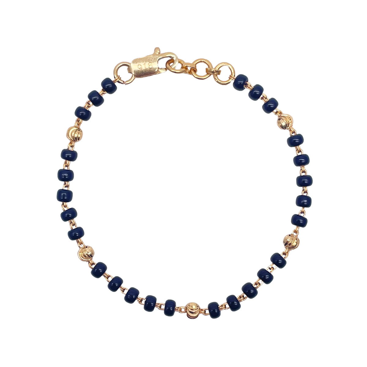 22ct Yellow Gold Children's Bracelet Black & Gold Beads (Maniya/Manka/Nazariya)  Gold Beads Children's Bracelet, 22ct Yellow Gold Bracelet, Black