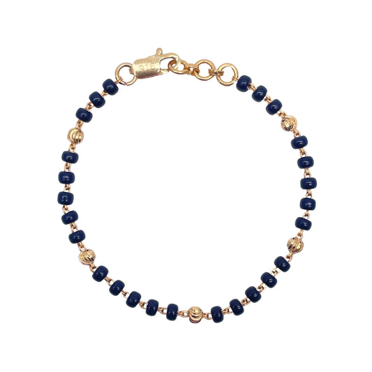 22ct Yellow Gold Children's Bracelet Black & Gold Beads (Maniya/Manka/Nazariya)  Gold Beads Children's Bracelet, 22ct Yellow Gold Bracelet, Black
