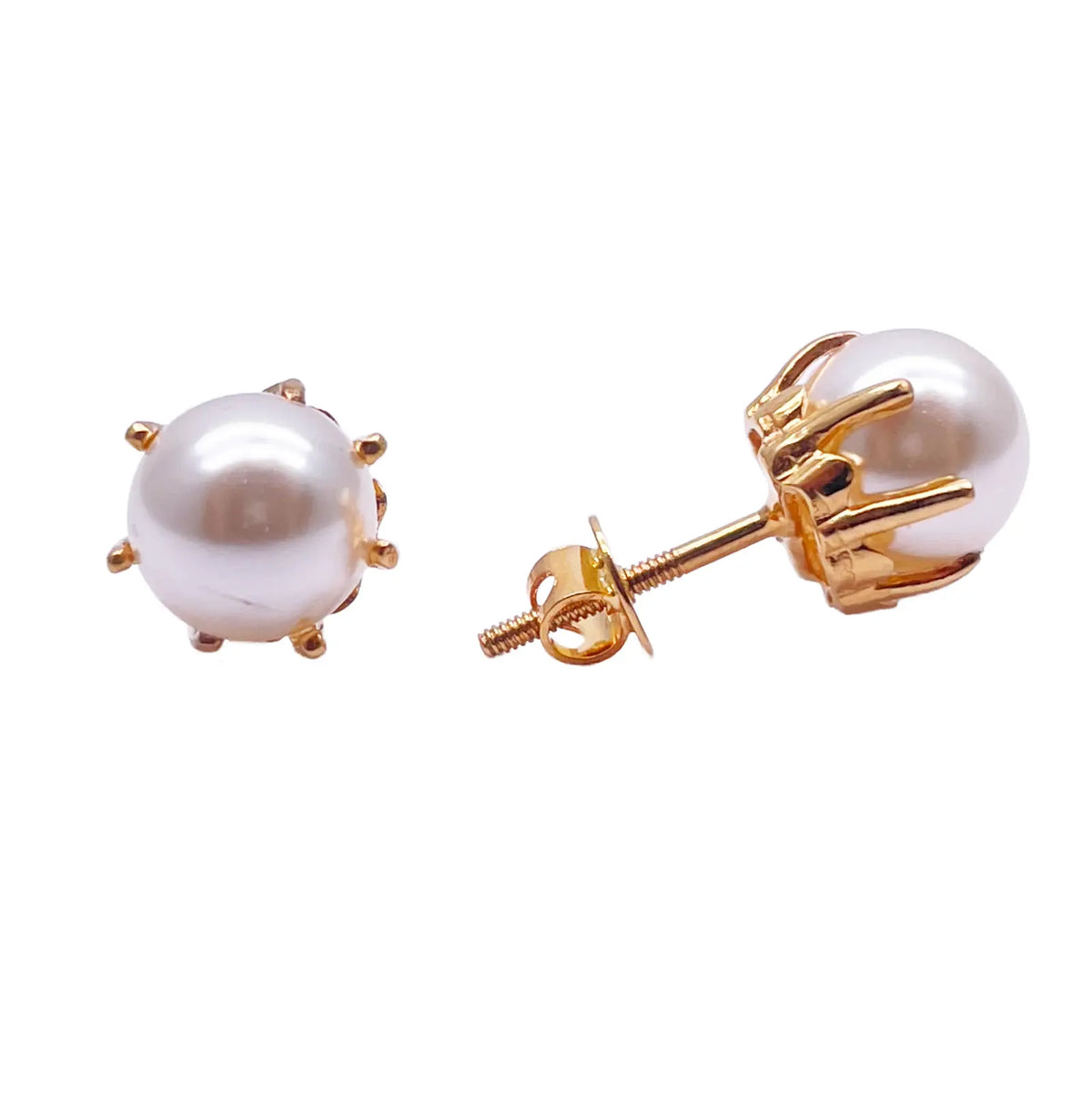 22ct Yellow Gold Claw Set Pearl Earrings 