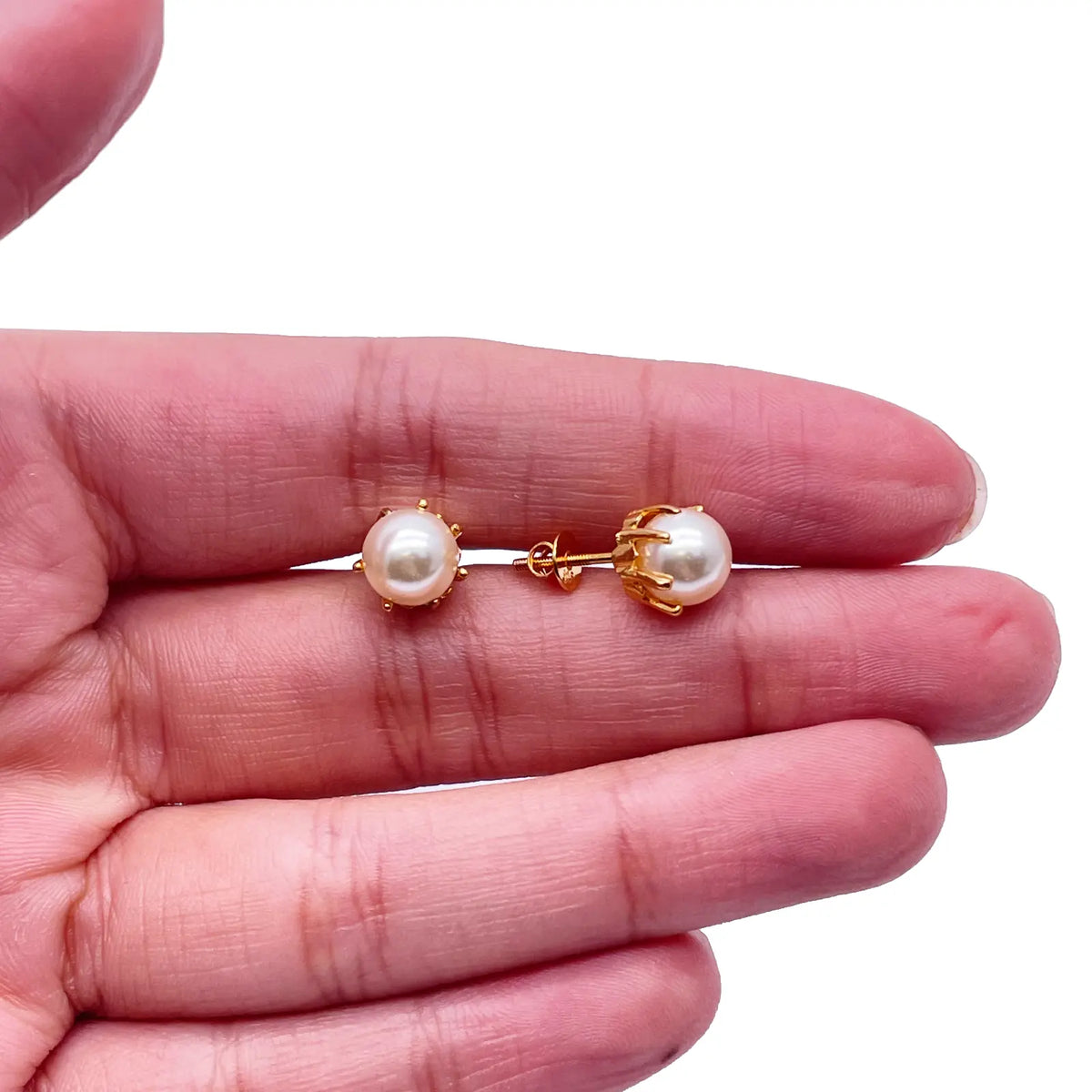 22ct Yellow Gold Claw Set Pearl Earrings 