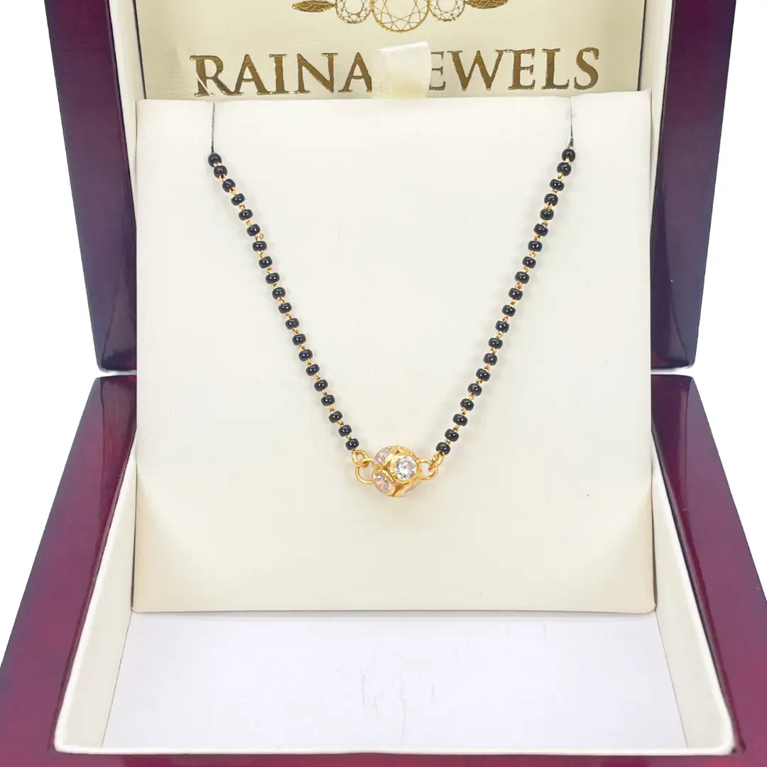 22ct Yellow Gold Cubic Zirconia Sparkly Ball Mangalsutra 16 inches 5.8gm  Mangalsutra Chains