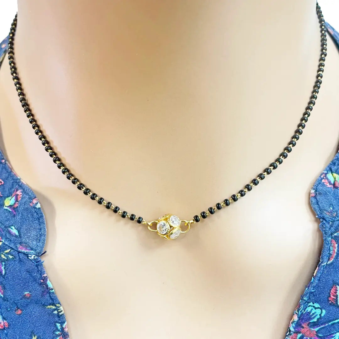 22ct Yellow Gold Cubic Zirconia Sparkly Ball Mangalsutra 16 inches 5.8gm  Mangalsutra Chains