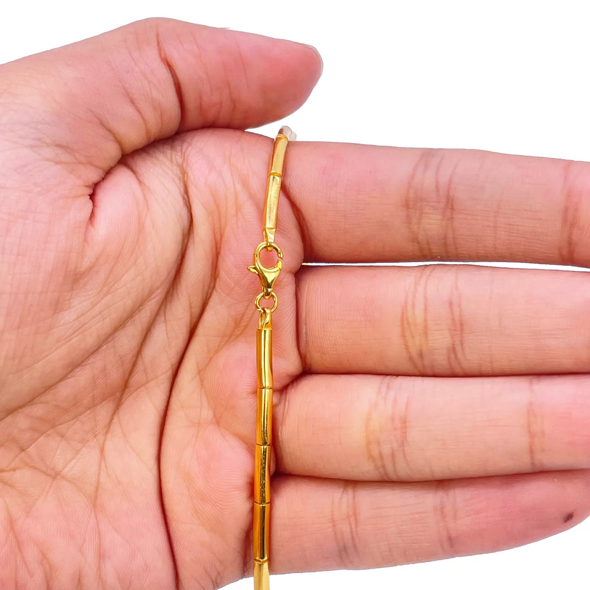 22ct Yellow Gold Diamond Cut Shimmer Textured Necklace 16'' inches 