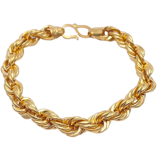 22ct Yellow Gold Fancy Hollow Twisted Rope Bracelet 7''inches 