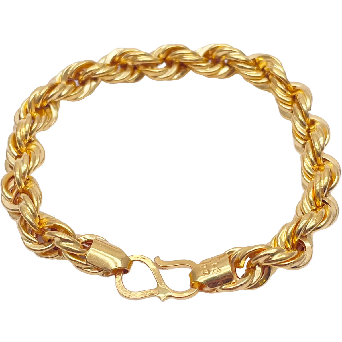 22ct Yellow Gold Fancy Hollow Twisted Rope Bracelet 7''inches 