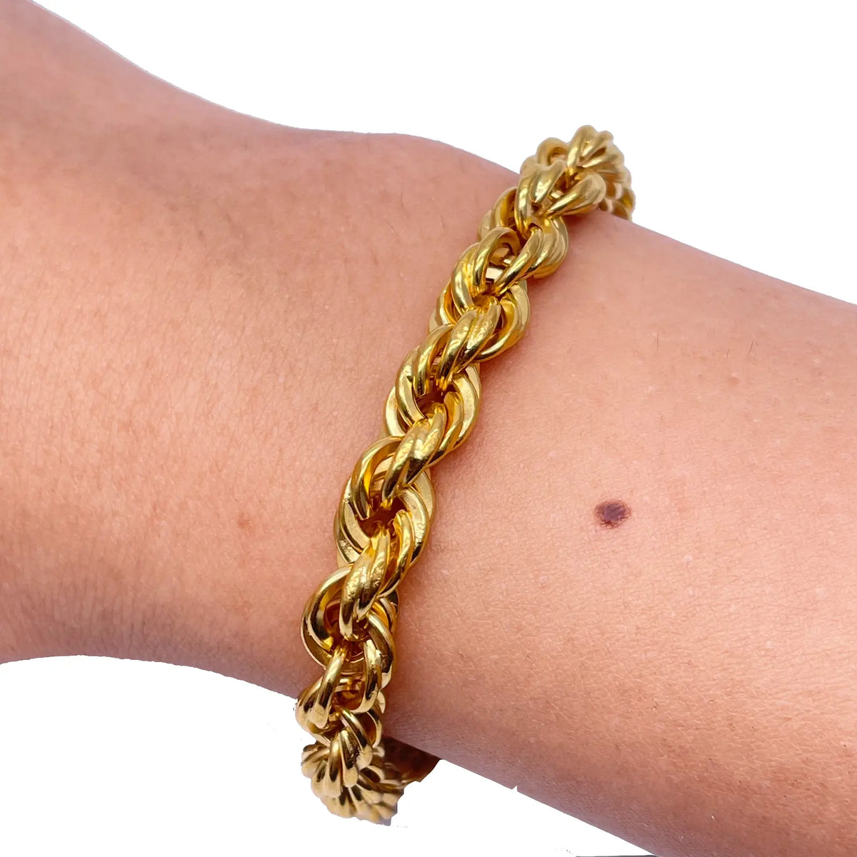 22ct Yellow Gold Fancy Hollow Twisted Rope Bracelet 7''inches 