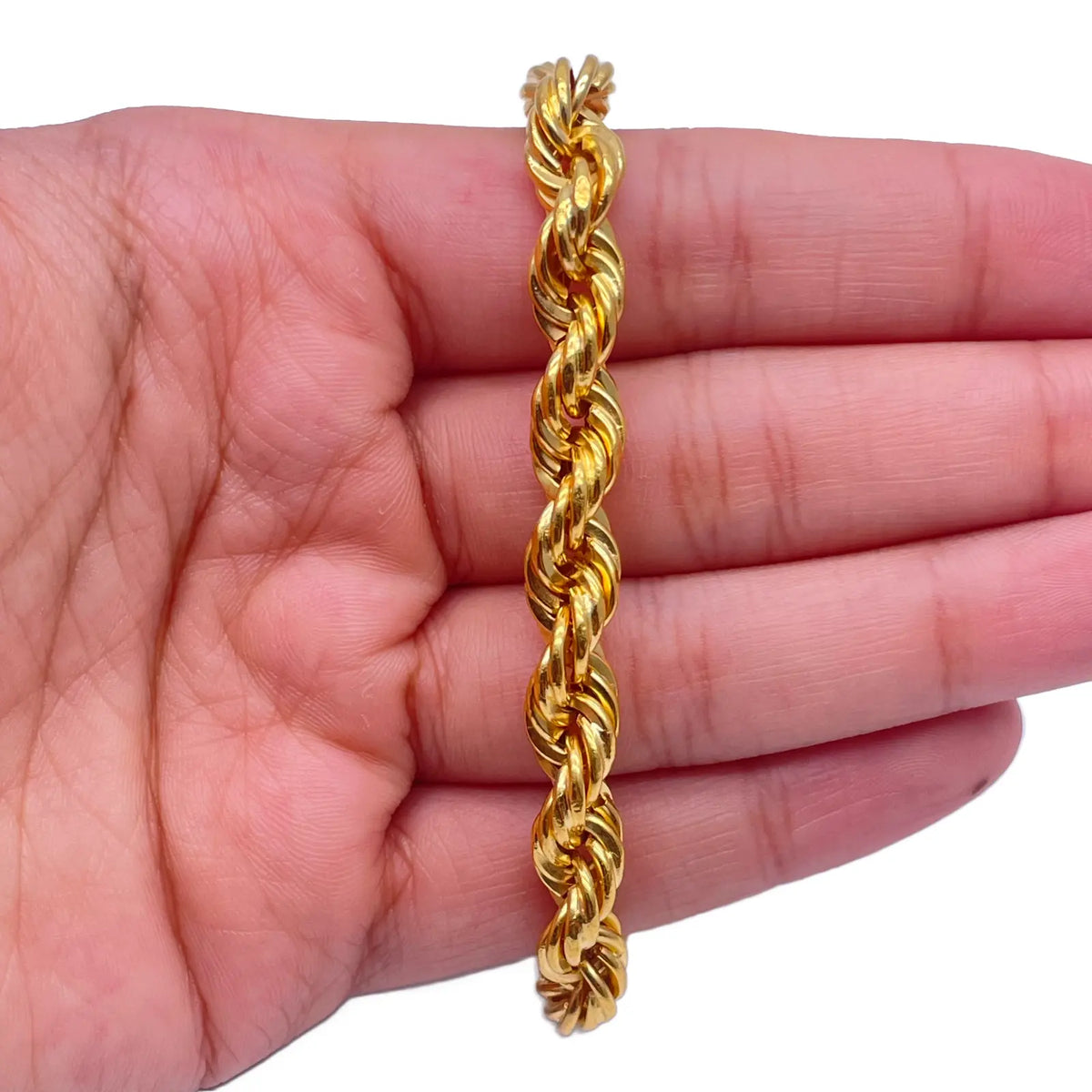 22ct Yellow Gold Fancy Hollow Twisted Rope Bracelet 7''inches 