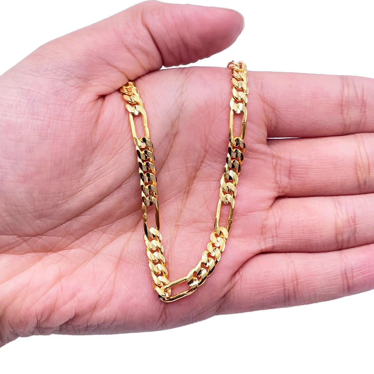 22ct Yellow Gold Figaro Men's Chain 24.4'' inches 5mm Width 