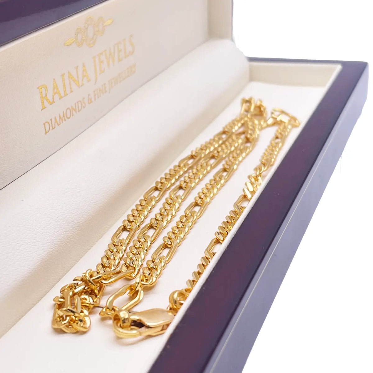 22ct Yellow Gold Figaro Men's Chain 24.4'' inches 5mm Width 