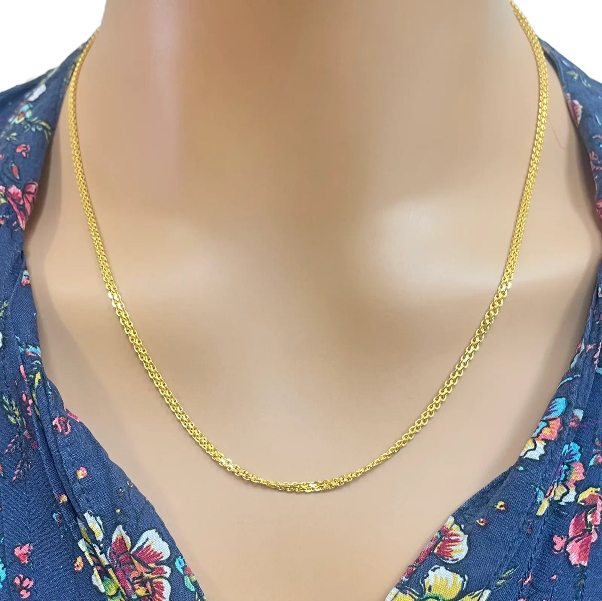 22ct Yellow Gold Flat Chain Necklace 20 inches 2 mm Width 