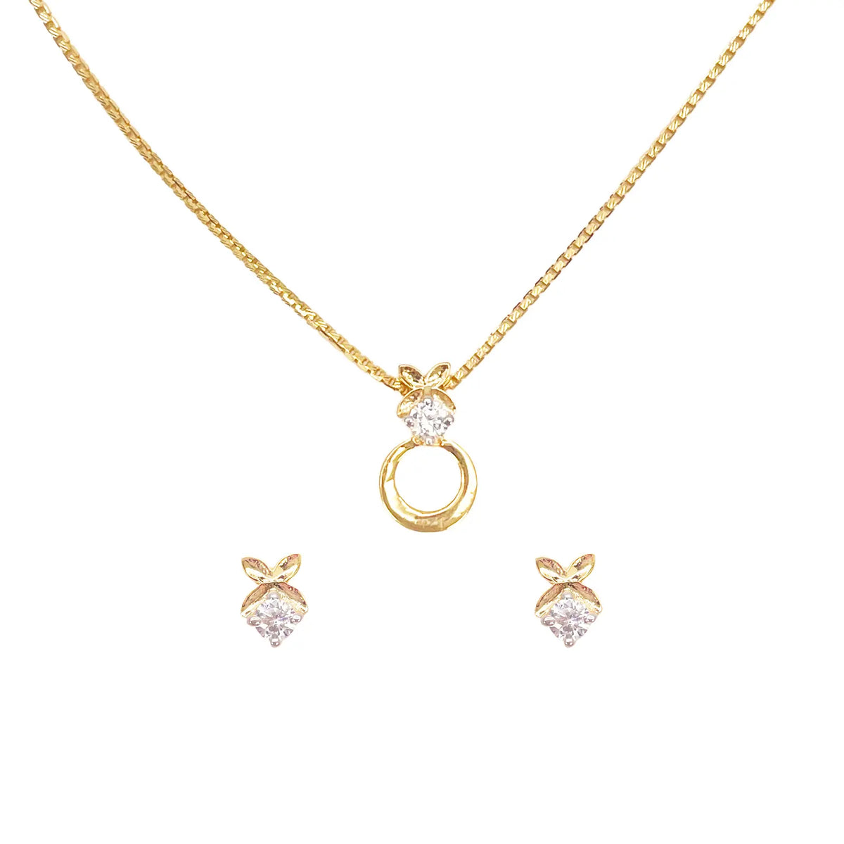 22ct Yellow Gold Floral Design 16.5 inch Necklace & Matching Stud Earrings Set 