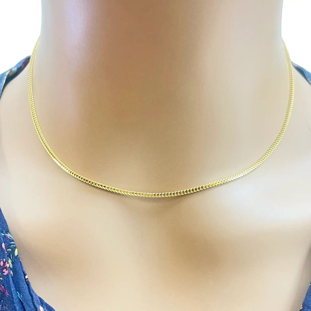 22ct Yellow Gold Foxtail Chain Necklace 16'' inches 1.6mm Width 
