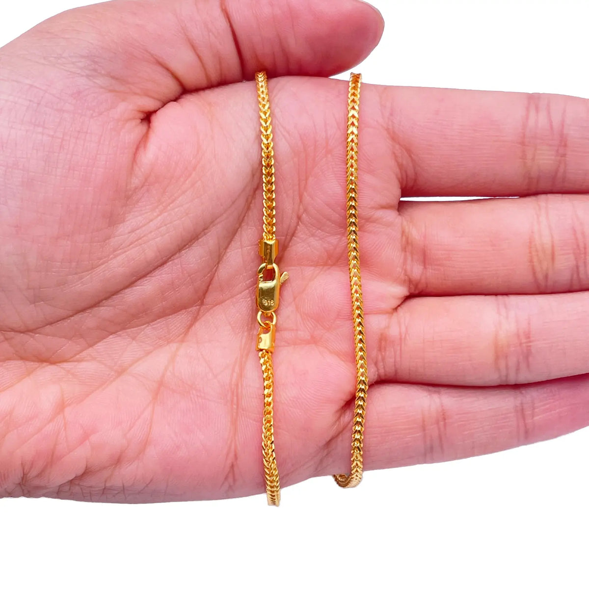 22ct Yellow Gold Foxtail Chain Necklace 22 Inches 2.0mm Width 
