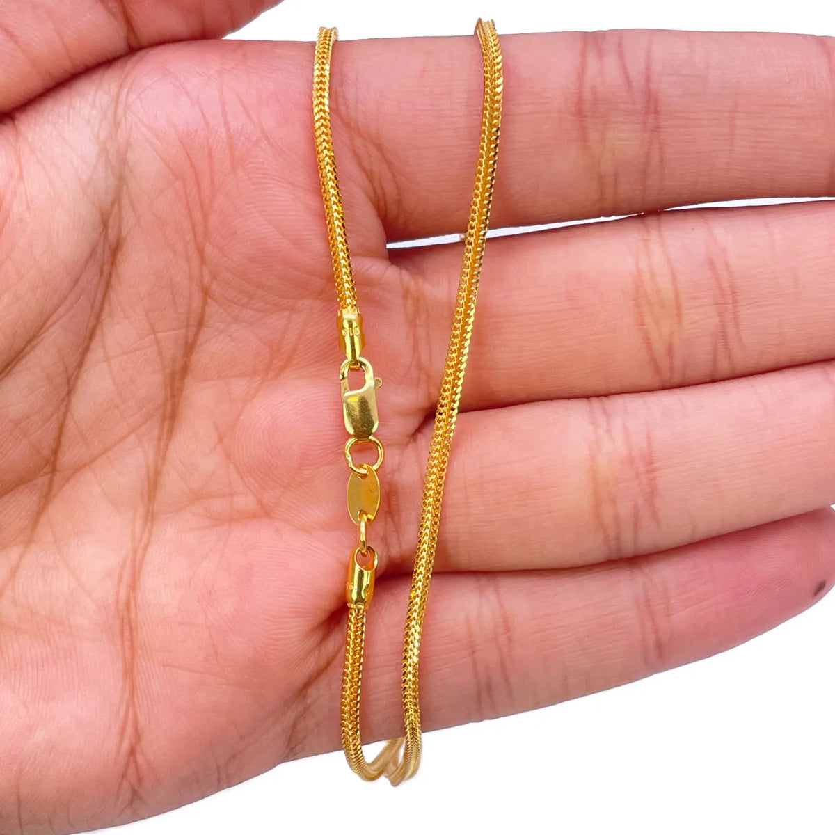 22ct Yellow Gold Foxtail Dragon Chain Necklace 18 Inches 1.5mm Width 