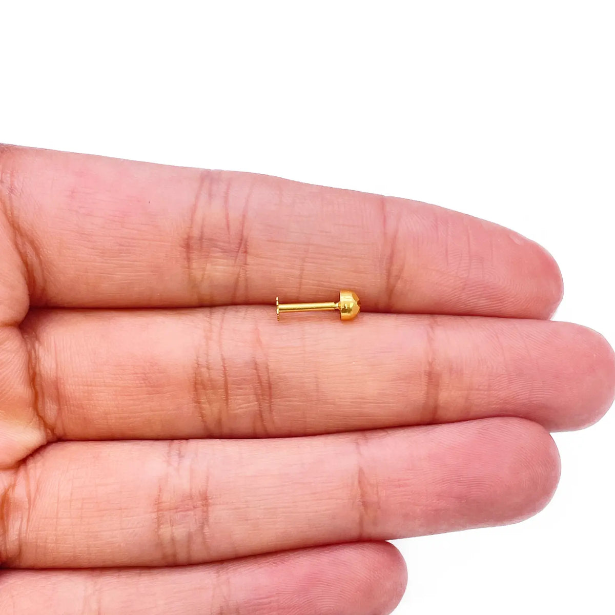 22ct Yellow Gold Gold Diamond Cut Flower Design Single Nose Stud/Pin 3.5mm Width 
