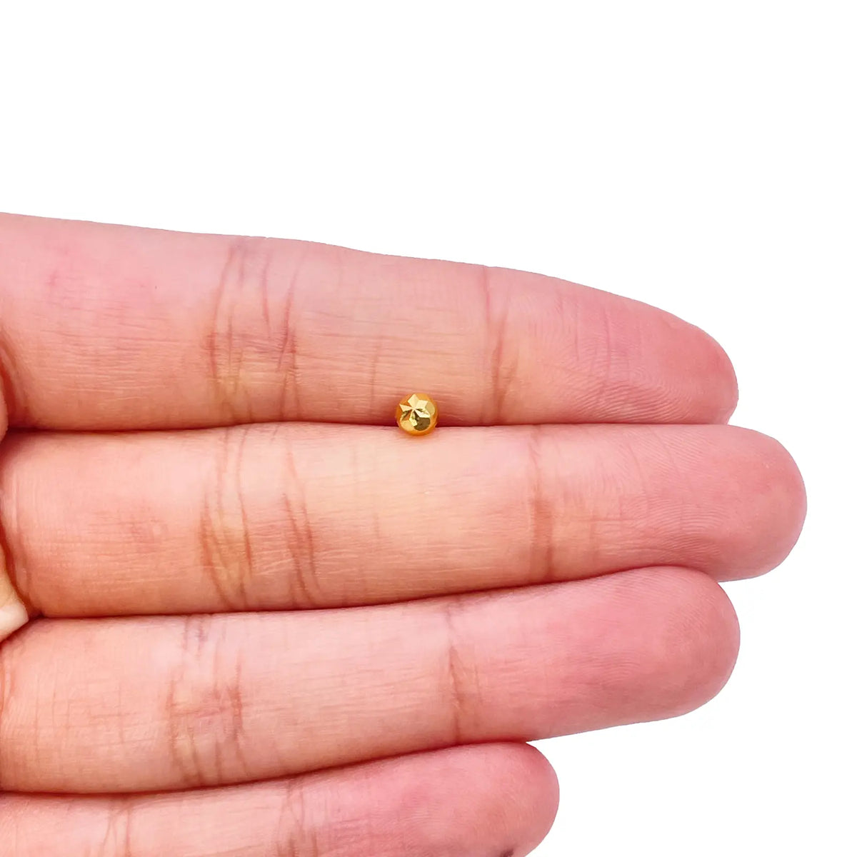 22ct Yellow Gold Gold Diamond Cut Flower Design Single Nose Stud/Pin 3.5mm Width 