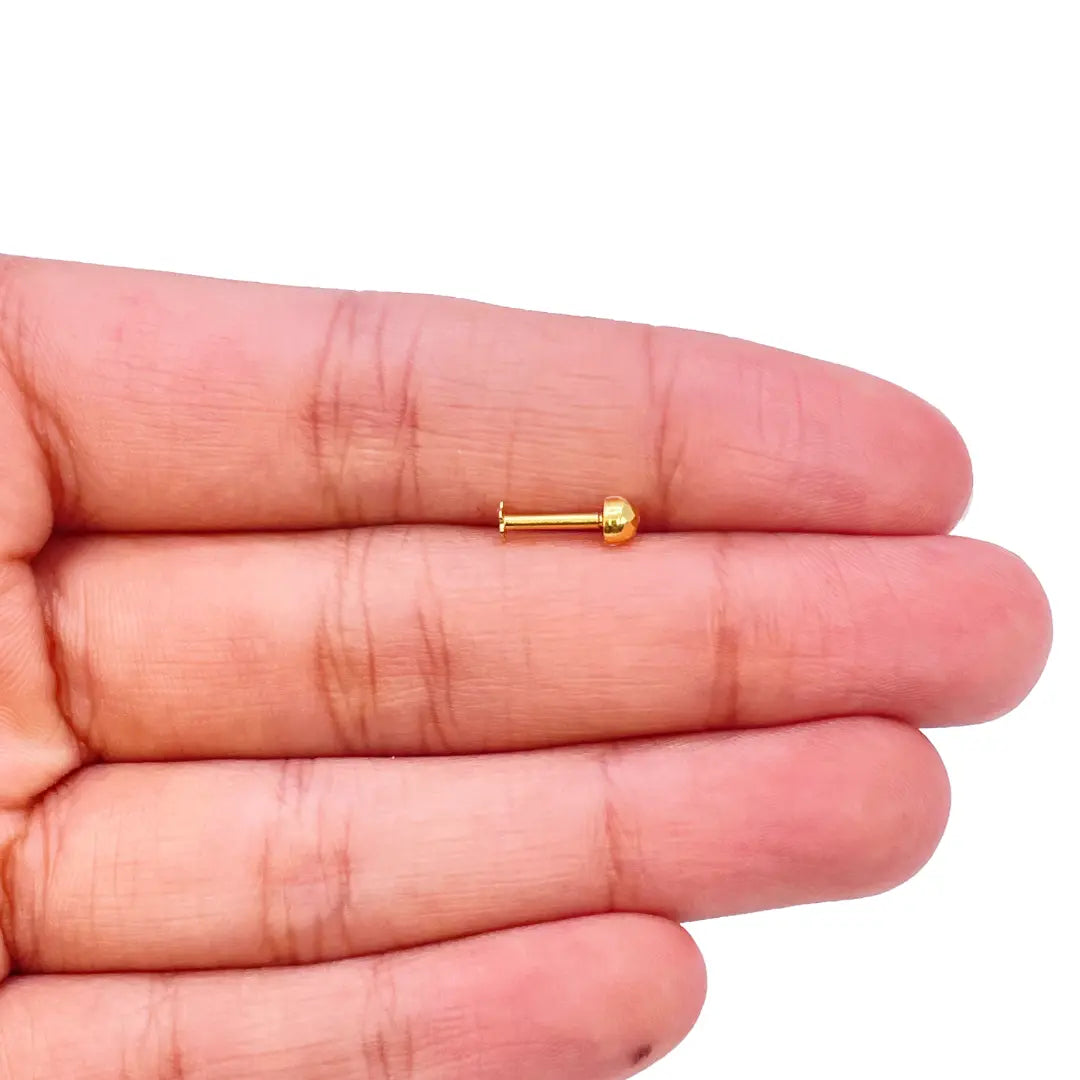 22ct Yellow Gold Gold Diamond Cut Flower Design Single Nose Stud/Pin 3mm Width 