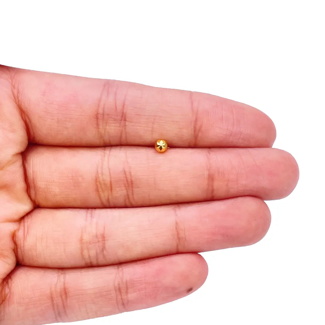 22ct Yellow Gold Gold Diamond Cut Flower Design Single Nose Stud/Pin 3mm Width 