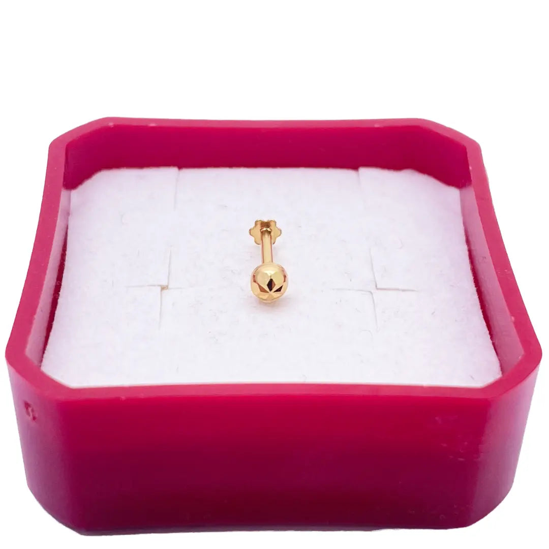 22ct Yellow Gold Gold Diamond Cut Flower Design Single Nose Stud/Pin 3mm Width 