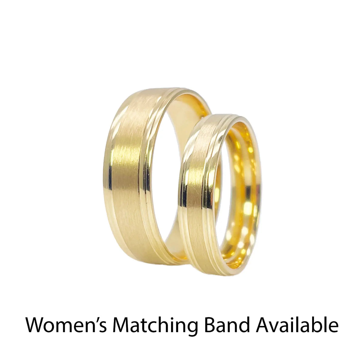 22ct Yellow Gold High Polished Edge & Matte Middle Men's Wedding Band 6mm 