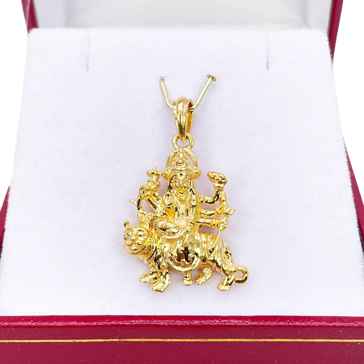 22ct Yellow Gold High Polished Goddess Durga Pendant 30mm Length 