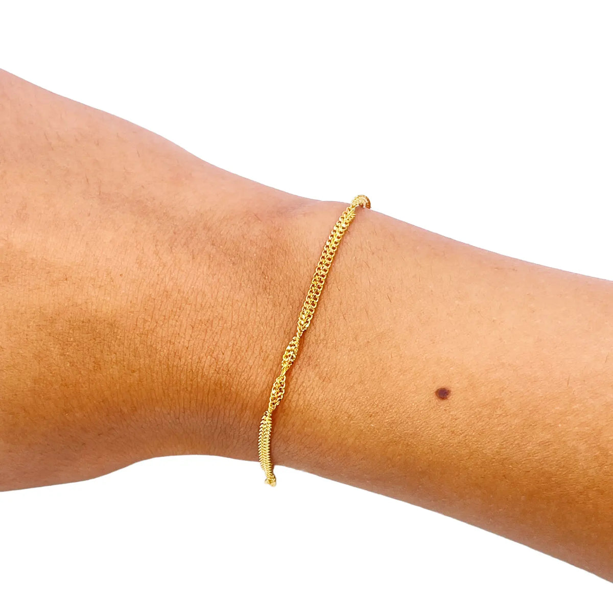 22ct Yellow Gold High Polished Twisted Ripple Bracelet 7'' inches 2.3mm Wide 