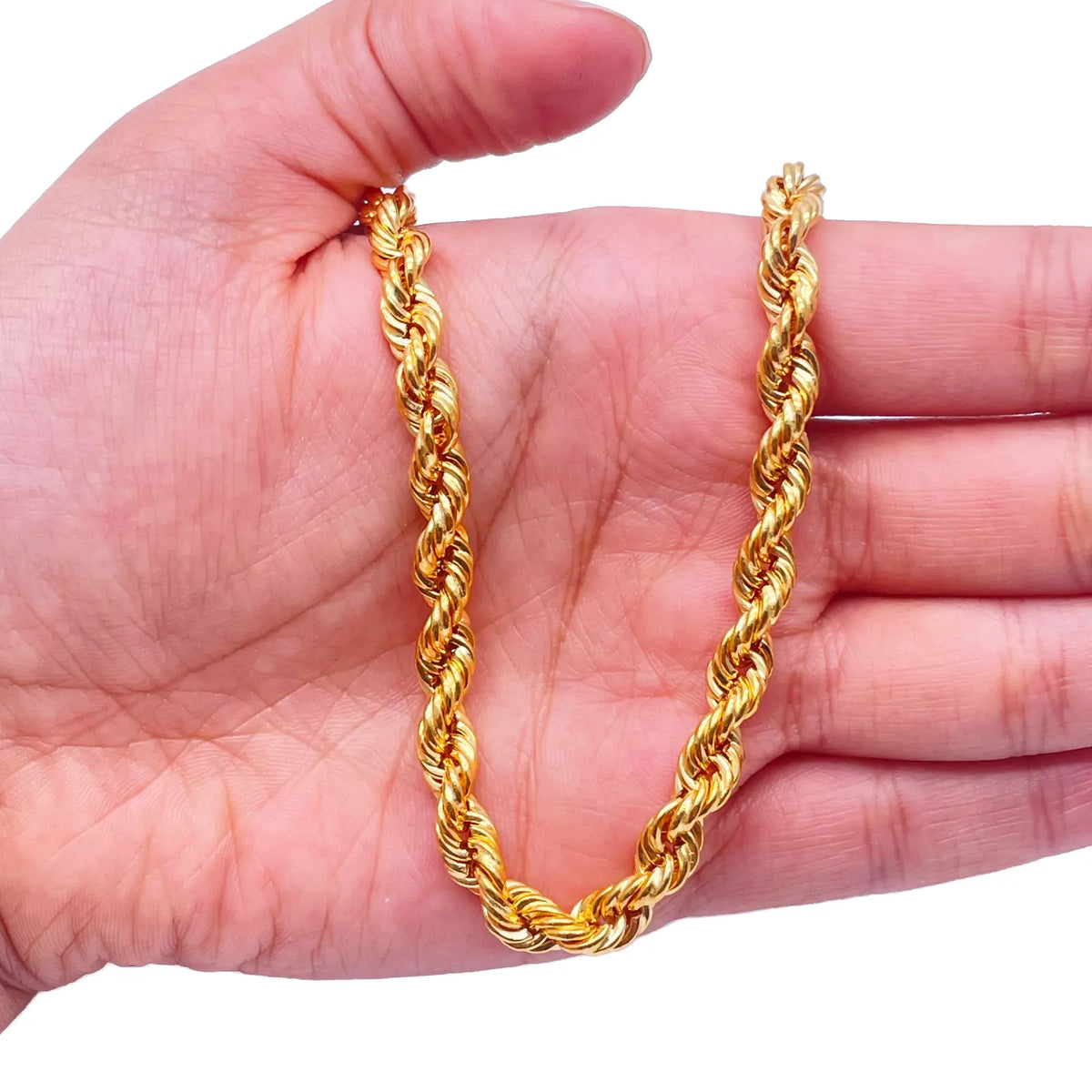 22ct Yellow Gold Hollow Lightweight Rope Chain 23.5'' inches 6mm Width 
