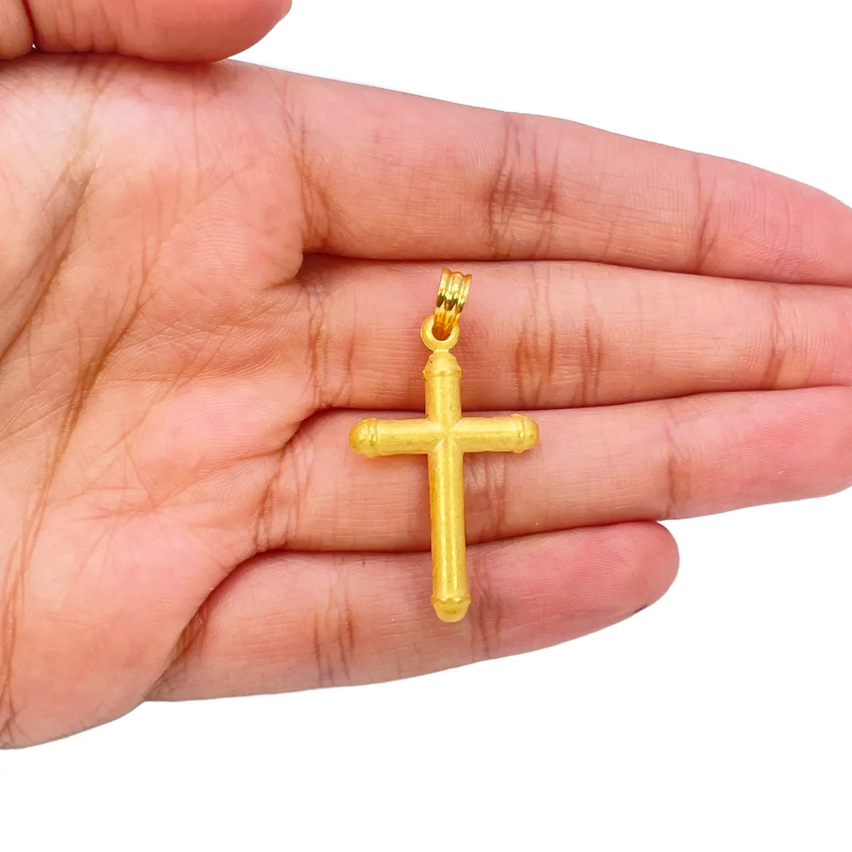22ct Yellow Gold Lightweight Matt Cross Pendant 35mm Length 19mm Width 